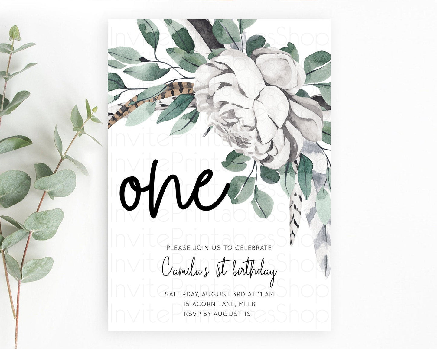 Secret Garden Invitation Wildflower Birthday Invitation Pastel Flowers Invite Enchanted Garden Boho Floral 3rd 2nd First Birthday D11066