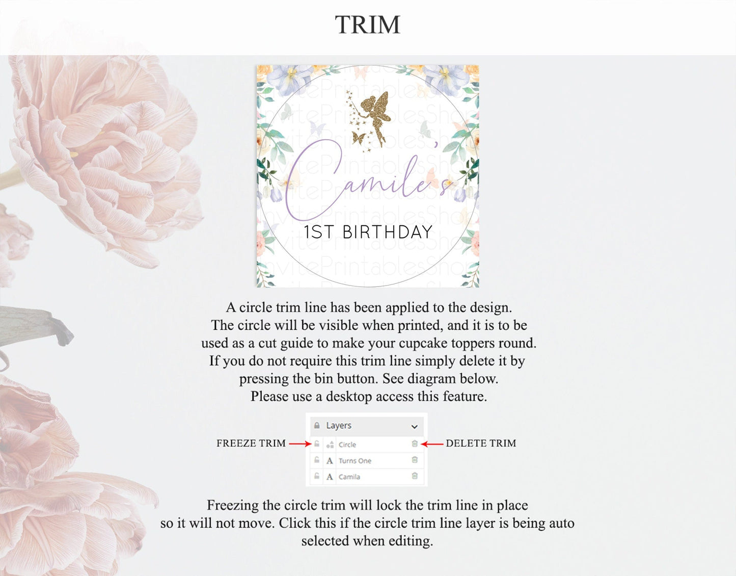 Fairy Cupcake Toppers Pastel Fairy Cupcake Toppers Fairy Floral Garden Cupcake Topper Enchanted Garden Floral Butterfly Party Decor D10474