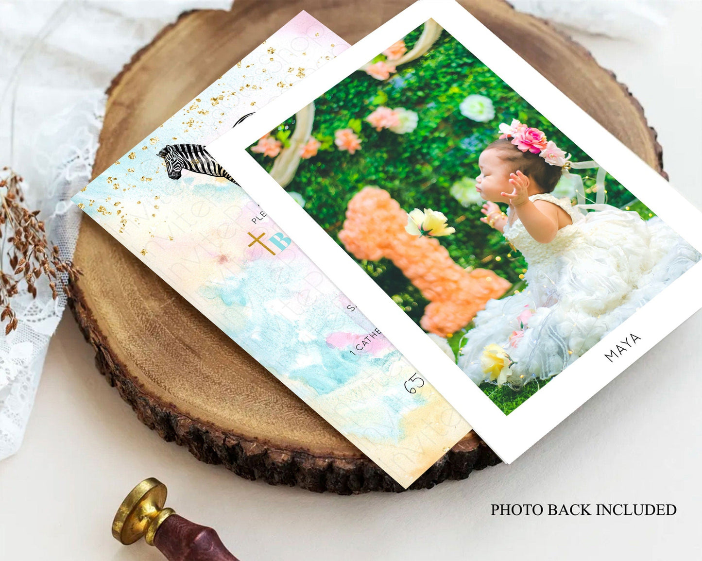 Pastel Zebra Baptism Invitation Watercolor Zebra Baptism 1st Birthday Invitation Rainbow Zebra Christening Invite Colorful Safari D10281