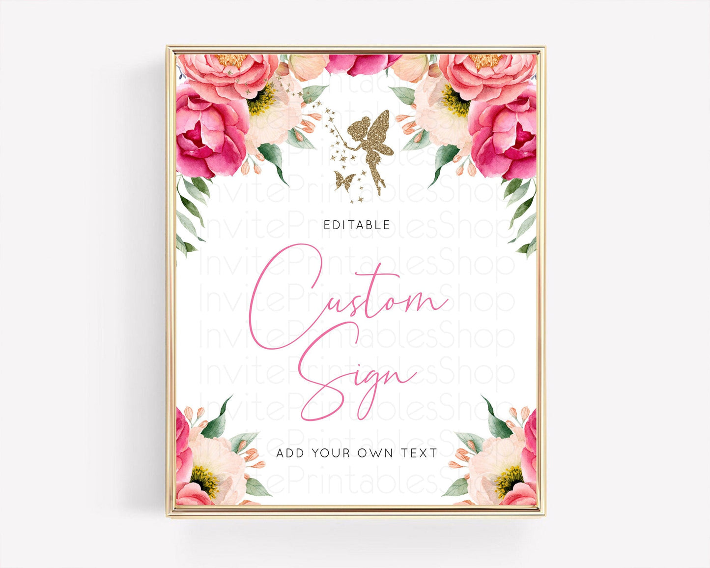 Fairy Sign Enchanted Garden Table Sign Decor Pastel Floral Butterfly Party Secret Garden Birthday Baptism Baby Shower Bridal Shower D10883