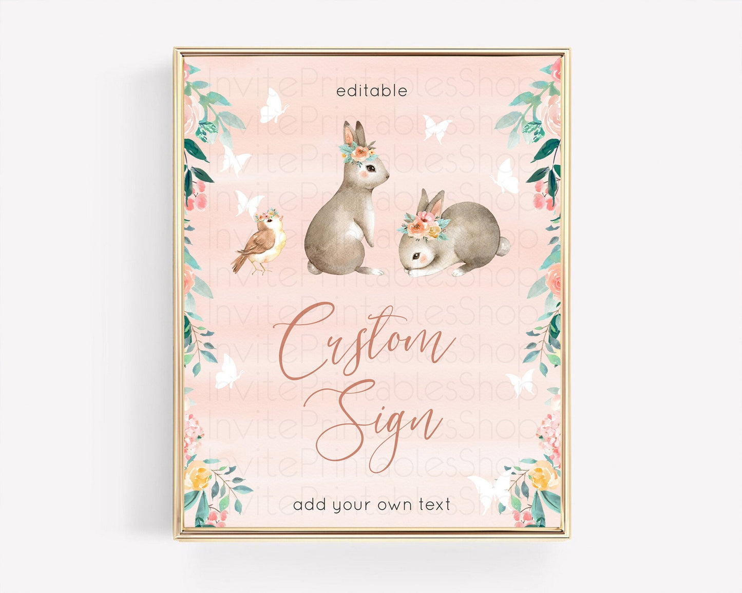 Fawn Deer Sign Pastel Floral Deer Table Sign Decor Enchanted Forest Butterfly Party 1st Birthday Baptism Baby Shower Bridal Shower D10922