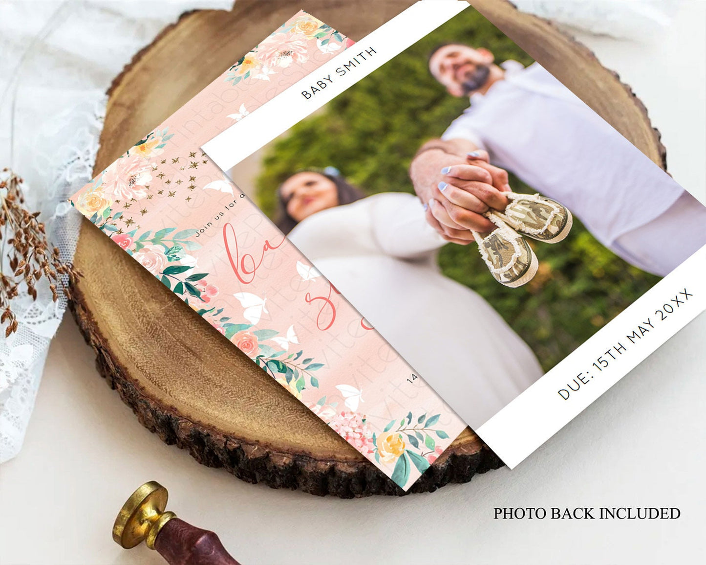 Fairy Baby Shower Invitation, Secret Garden, Fairy Garden Party, Magical Butterflies, Pink Orange Greenery, Floral, Orange Watercolor D10792