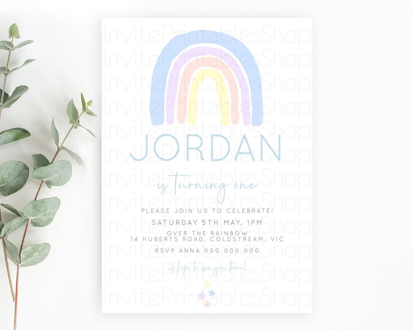 Pastel Rainbow Birthday Invitation Pastel Rainbow Invitation Rainbow Invitation Pastel Invitation Boho Rainbow 1st First Birthday D23103