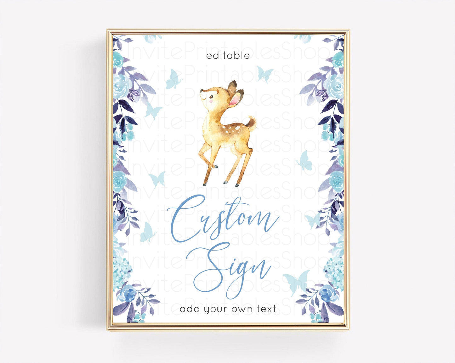 Fawn Deer Sign Pastel Floral Deer Table Sign Decor Enchanted Forest Butterfly Party 1st Birthday Baptism Baby Shower Bridal Shower D10917
