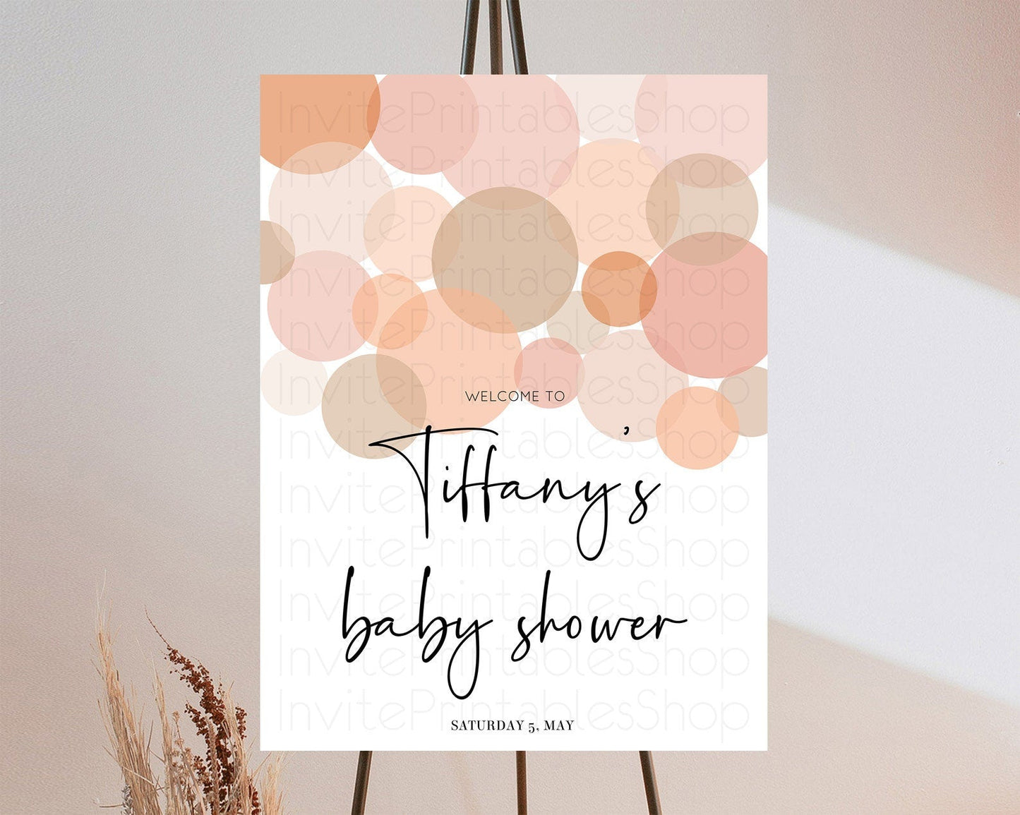 Orange Baby Shower Welcome Board Confetti Welcome Sign Pastel Ombre Orange Confetti Welcome Poster Bubbles Confetti Welcome Decor D10230
