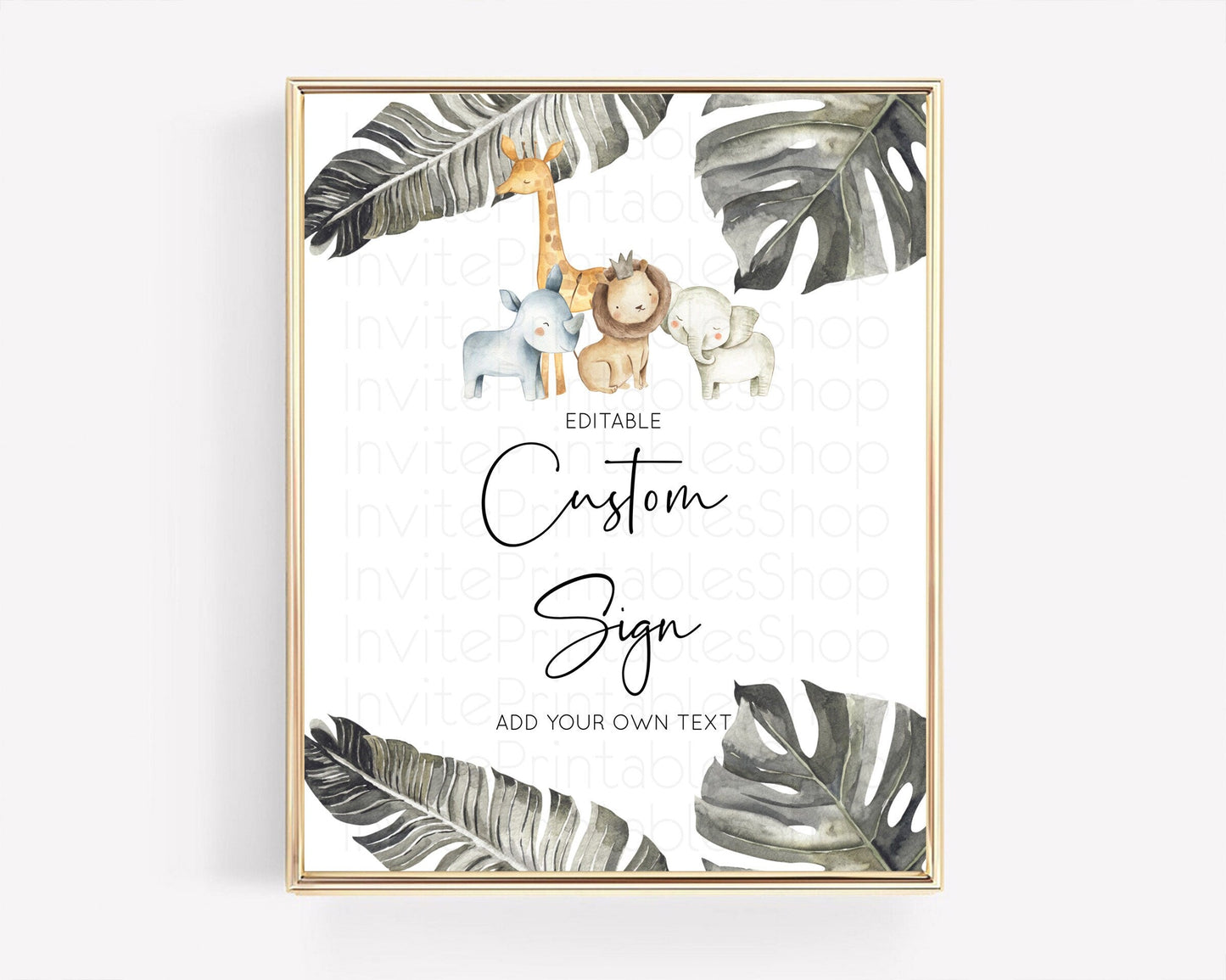 Safari Adventure Table Sign Decor Lion Gorilla Elephant Rhino Animals Party Tropical Palm Zoo Theme 1st Birthday Baptism Baby Shower D10599