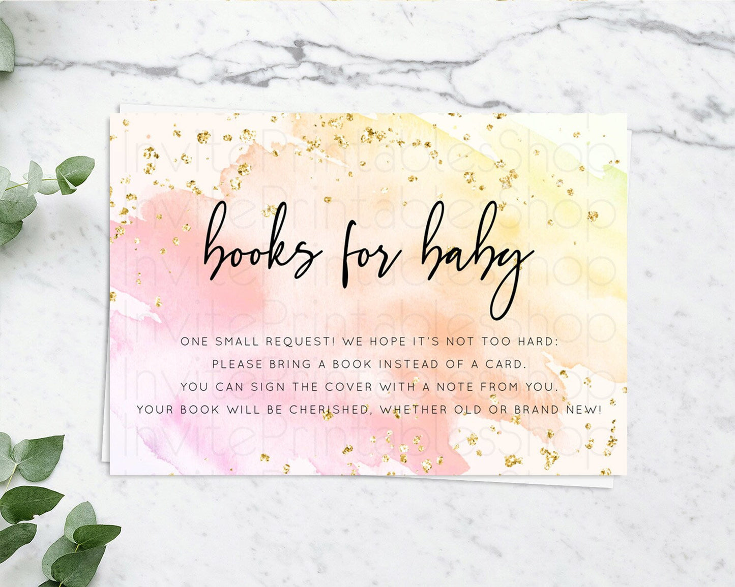 Pink Books For Baby Card Watercolor Book Insert Pastel Pink Baby Shower Book Card Pink Watercolor Splash Guests Book Poem Request D10167