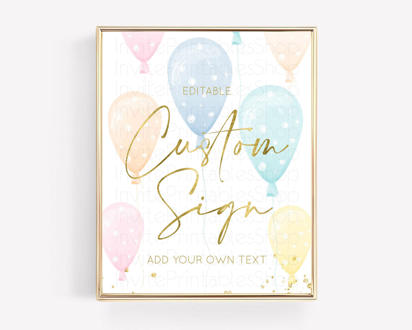 Pastel Balloons Sign Template Rainbow Confetti Balloon Party Colorful Balloon Table Sign Decor 8x10 Birthday Baby Shower Baptism D10182