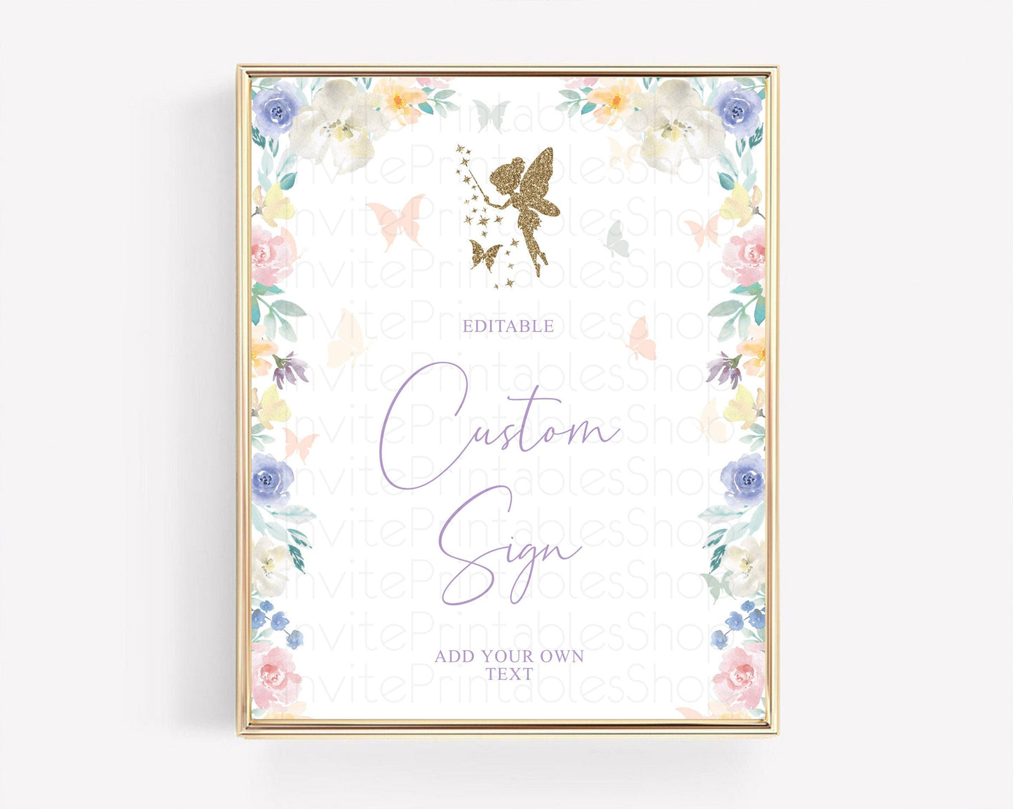 Fairy Sign Enchanted Garden Table Sign Decor Pastel Floral Butterfly Party Secret Garden Birthday Baptism Baby Shower Bridal Shower D10761