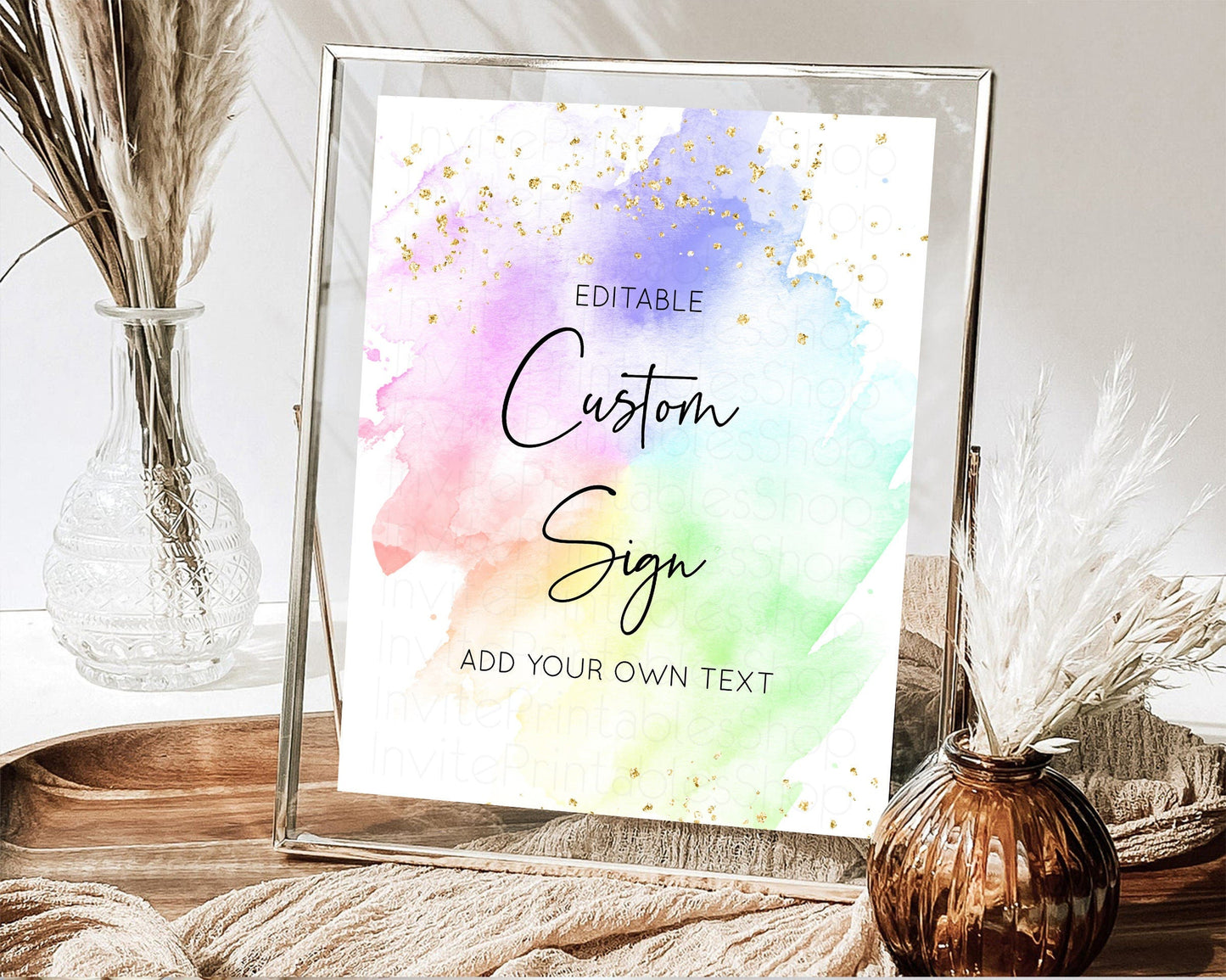 Pastel Rainbow Sign Cards Gifts Sign Table Signs Diaper Sign Books Sign Food Sign Custom Sign Glitter Wedding Birthday Baby Shower 8x10 C378