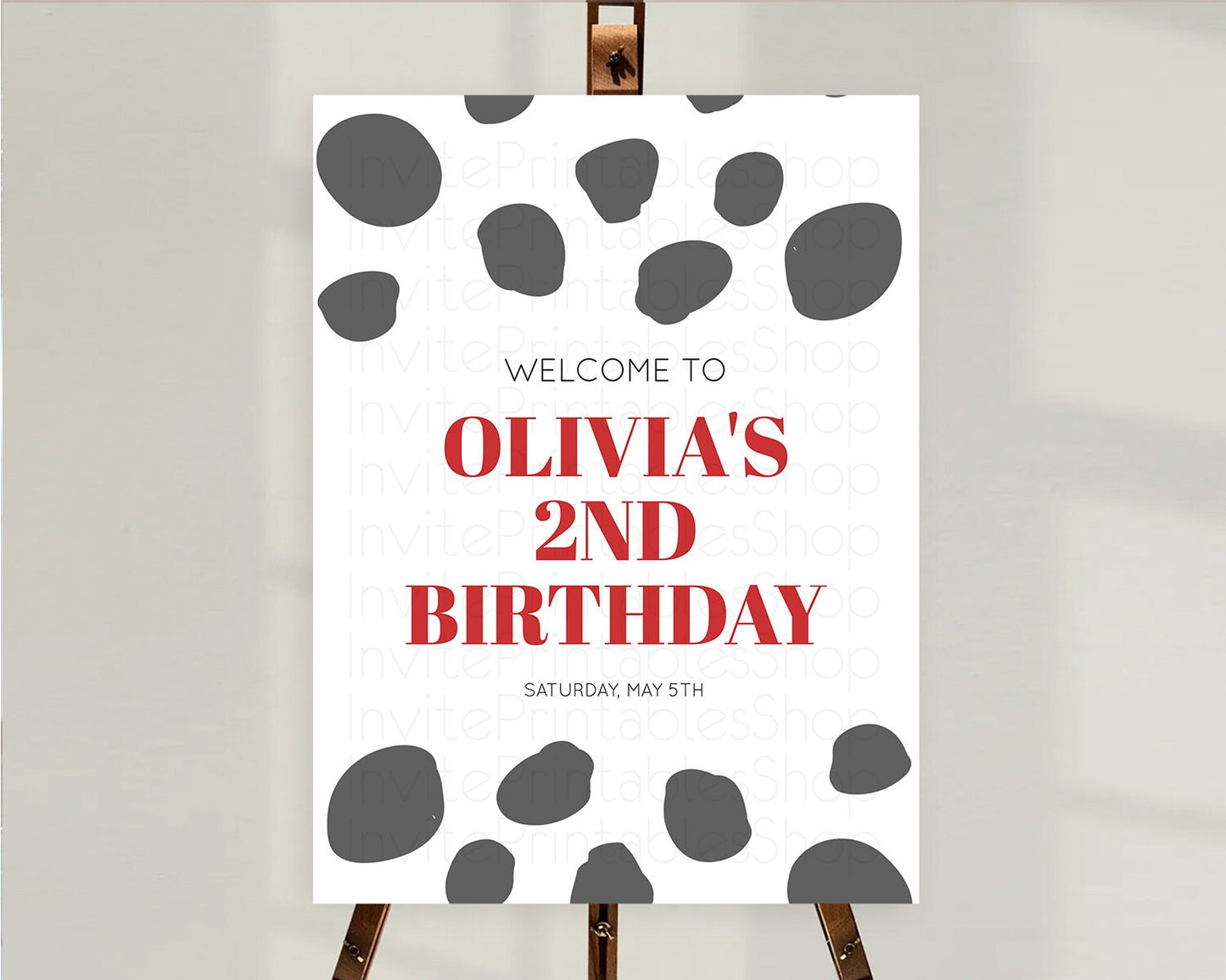Dalmatian Welcome Sign Dalmatian Welcome Board Dalmatian Red Black Spots Welcome Poster Dalmatian First Birthday Welcome Sign D10738