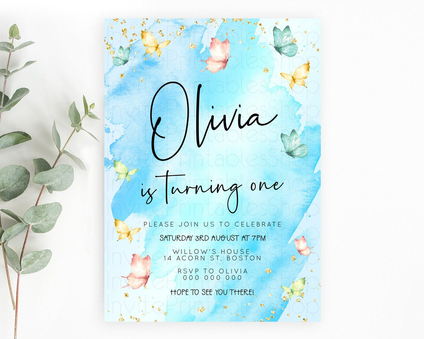 Pastel Butterfly Birthday Invitation Butterfly Birthday Invitation Whimsical Butterfly Enchanted Garden 1st 2nd Birthday Invitation D23213