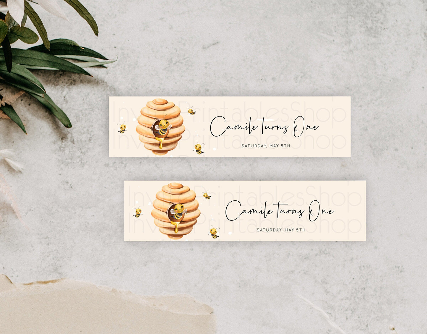 Queen Bee Water Label Template Momma BEE First BEE-DAY Birthday Baby Shower Baptism Wedding Floral Sweet Honey Beehive Party Decor D10754