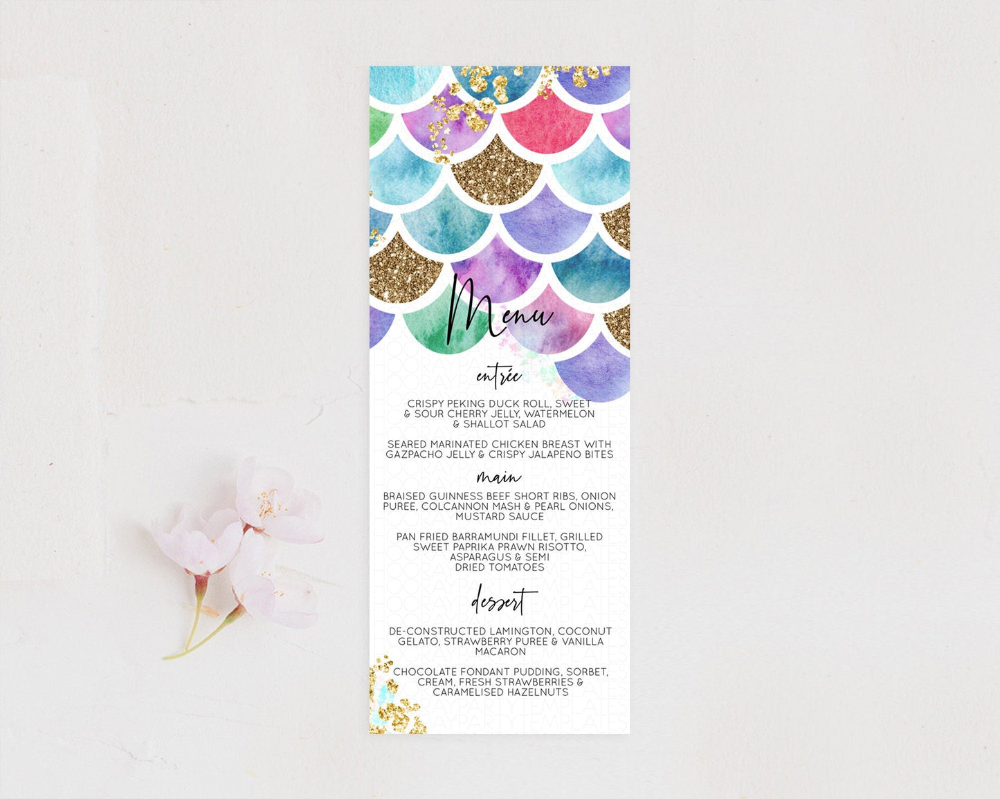 Rainbow Fish Menu Template Rainbow Fish Menu Watercolor Mermaid Decor Rainbow Under Sea Pastel Dinner Dessert Menu Rainbow Food Menu D10581
