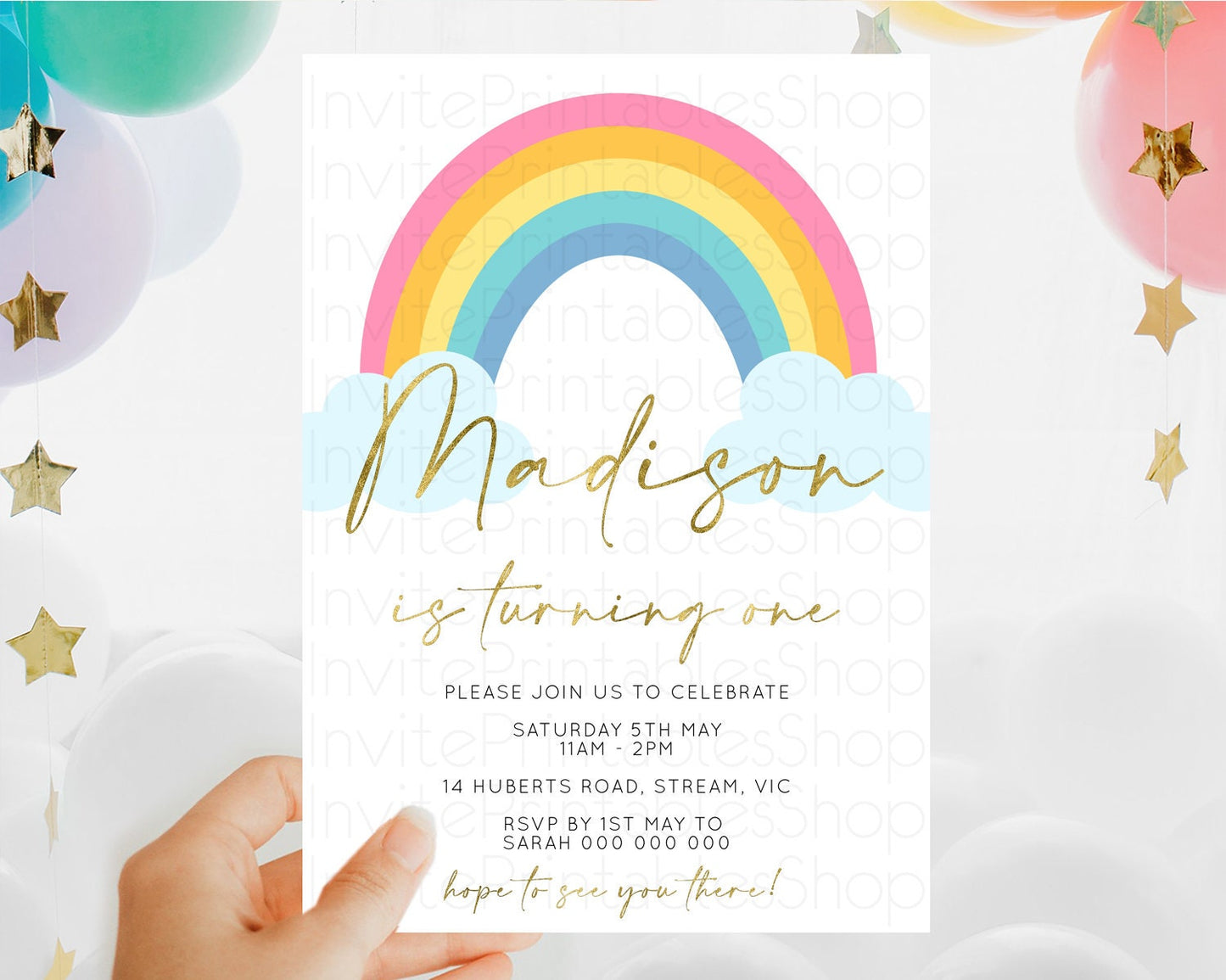 Pastel Rainbow Birthday Invitation Pastel Rainbow Invitation Rainbow Invitation Pastel Invitation Boho Rainbow 1st First Birthday D10123