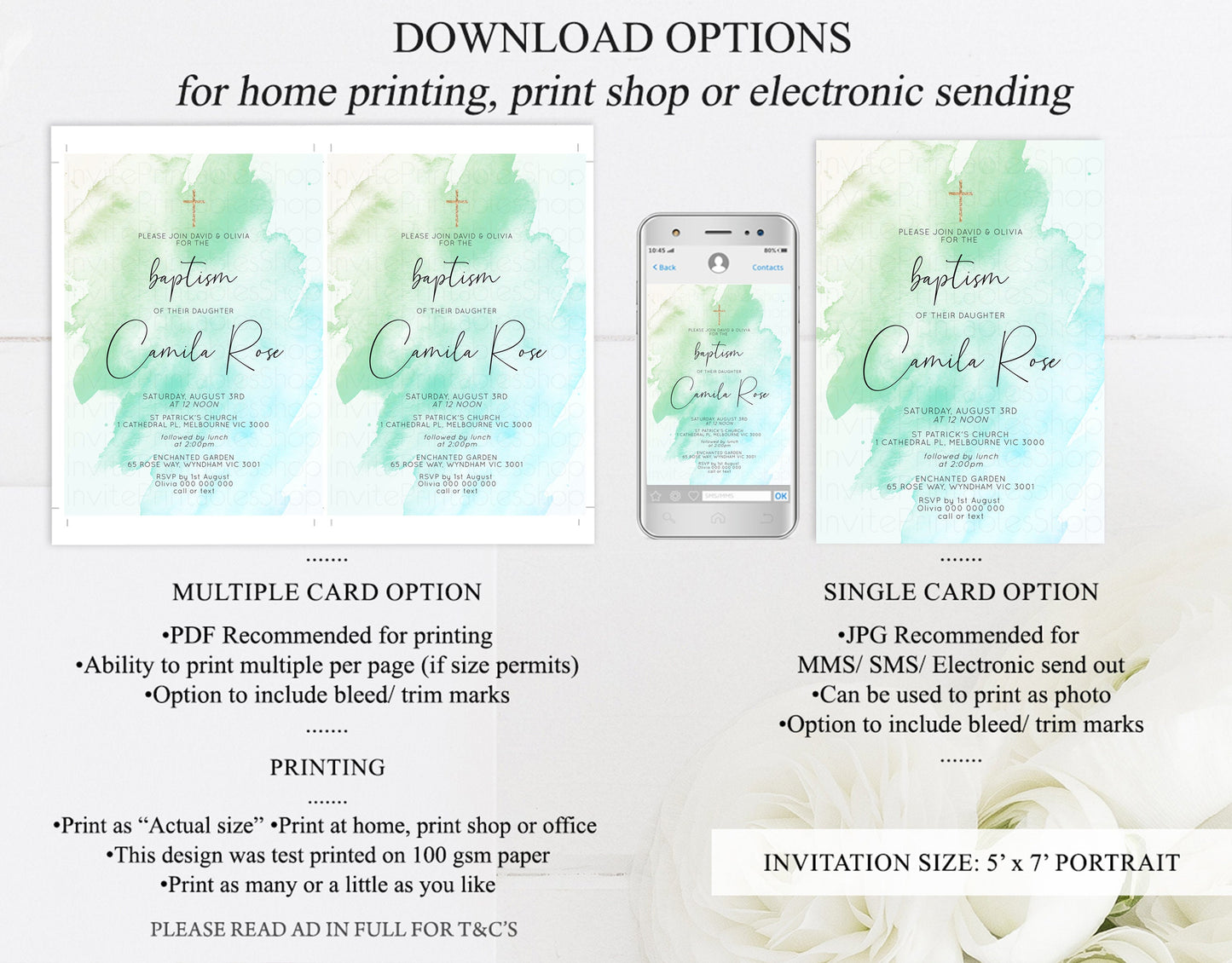 Pastel Baptism Invitation Rainbow Christening Invitation Holy Communion Invite Baptism 1st Birthday Sprinkles Ombre Watercolor Splash