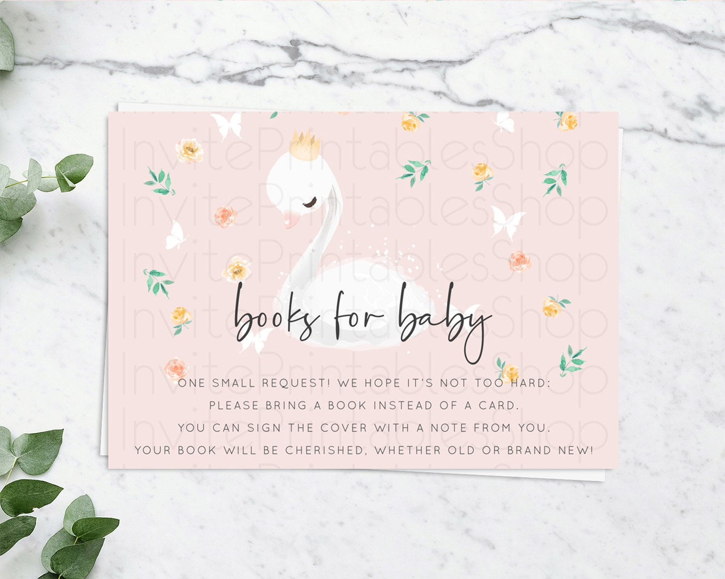 Swan Books For Baby Card Swan Princess Ballet Book Insert Enchanted Swan Lake Book Card Secret Garden Floral Book Poem Request D10388