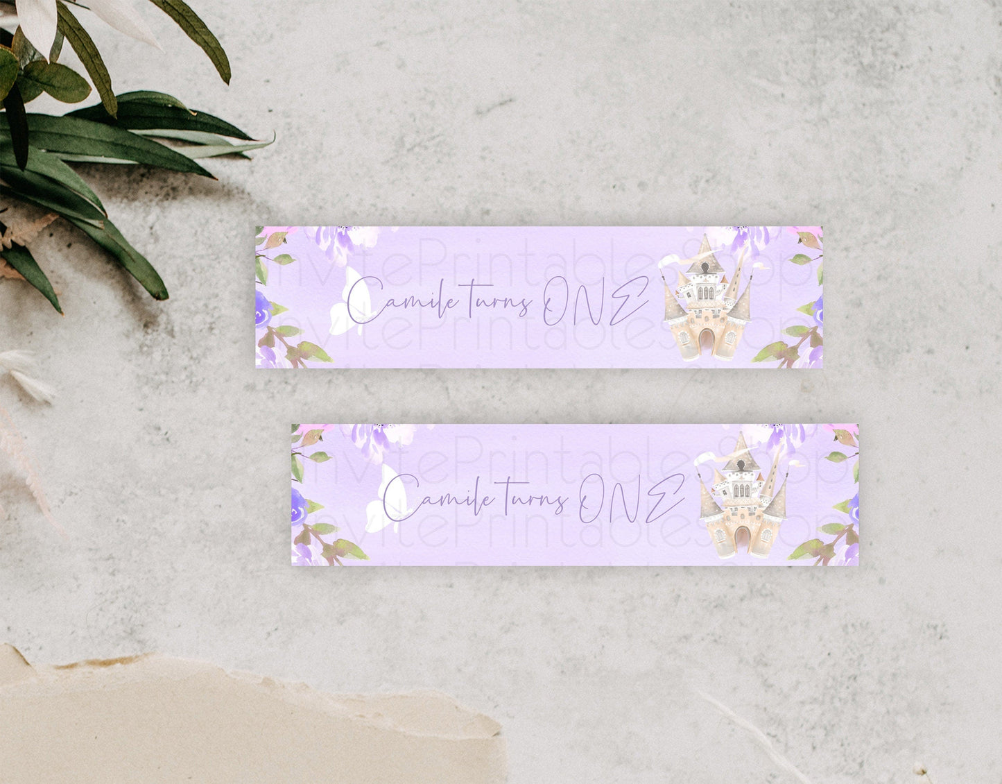 Princess Water Label Template Secret Garden Enchanted Castle Pastel Floral Royal Party Decor For 1st Birthday Baptism Baby Shower D10339