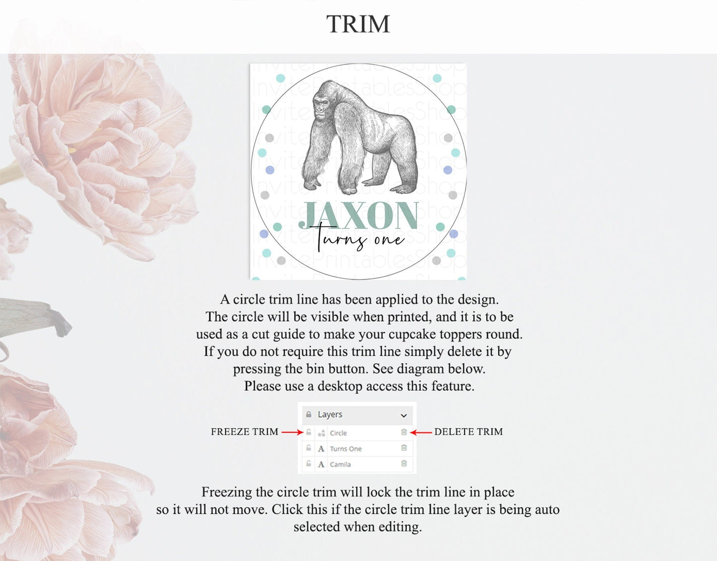 Gorilla Cupcake Toppers Jungle Gorilla Cupcake Gorilla Party Decor Gorilla Jungle Adventure Zoo Green Palm Leaf Fern First Birthday D10854