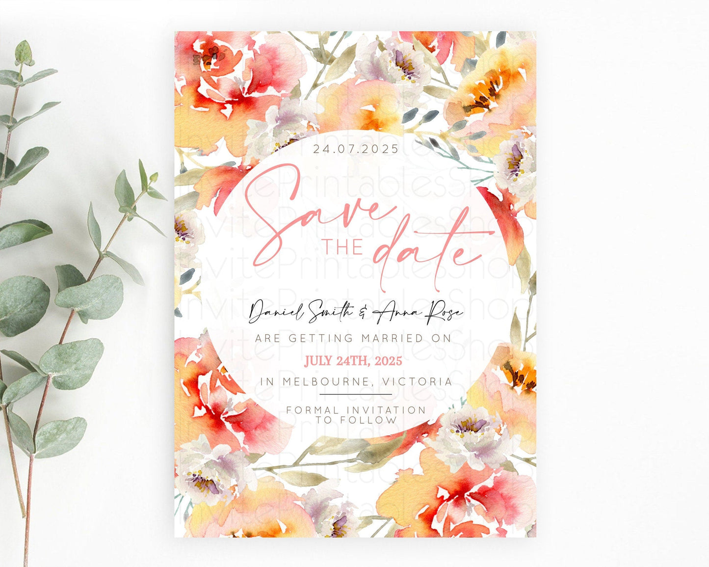 Wildflower Save The Date Template Secret Garden Save The Date Pastel Floral Garden Party Boho Flowers Birthday Baby Shower Wedding D10280