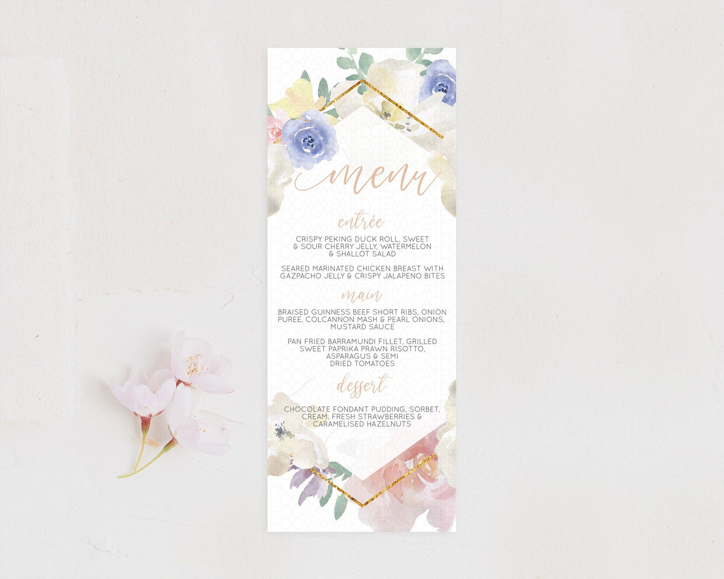 Secret Garden Menu Wildflower Menu Template Pastel Flower Garden Table Decor Boho Floral Dinner Dessert Floral Party Food Menu D10254