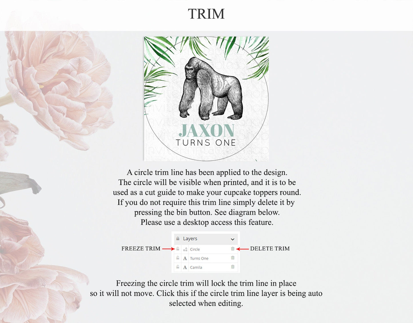 Gorilla Cupcake Toppers Jungle Gorilla Cupcake Gorilla Party Decor Gorilla Jungle Adventure Zoo Green Palm Leaf Fern First Birthday D10846