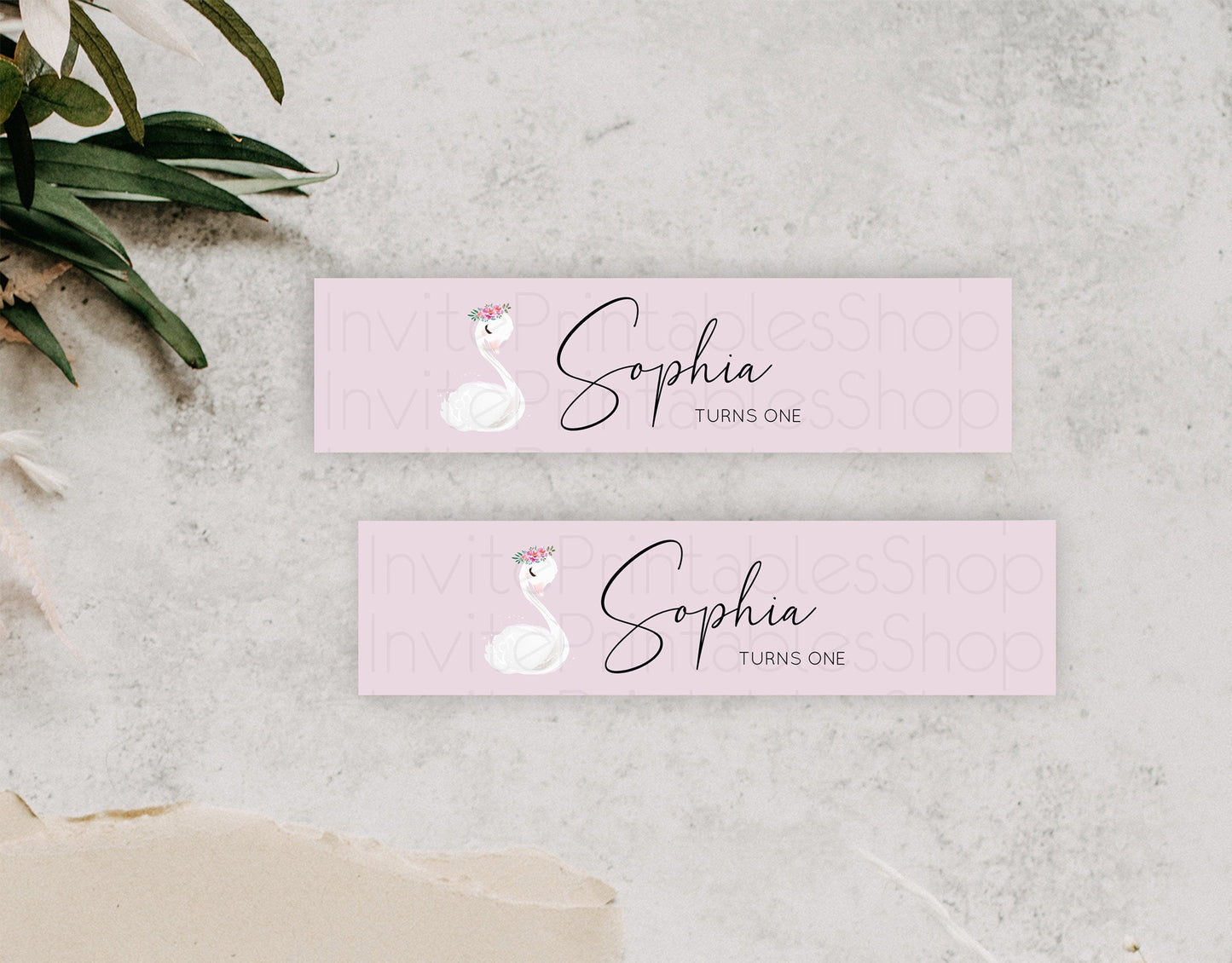 Swan Water Label Template Swan Princess Ballet Party Decor Enchanted Secret Garden Pastel Floral Birthday Baptism Baby Shower D10758