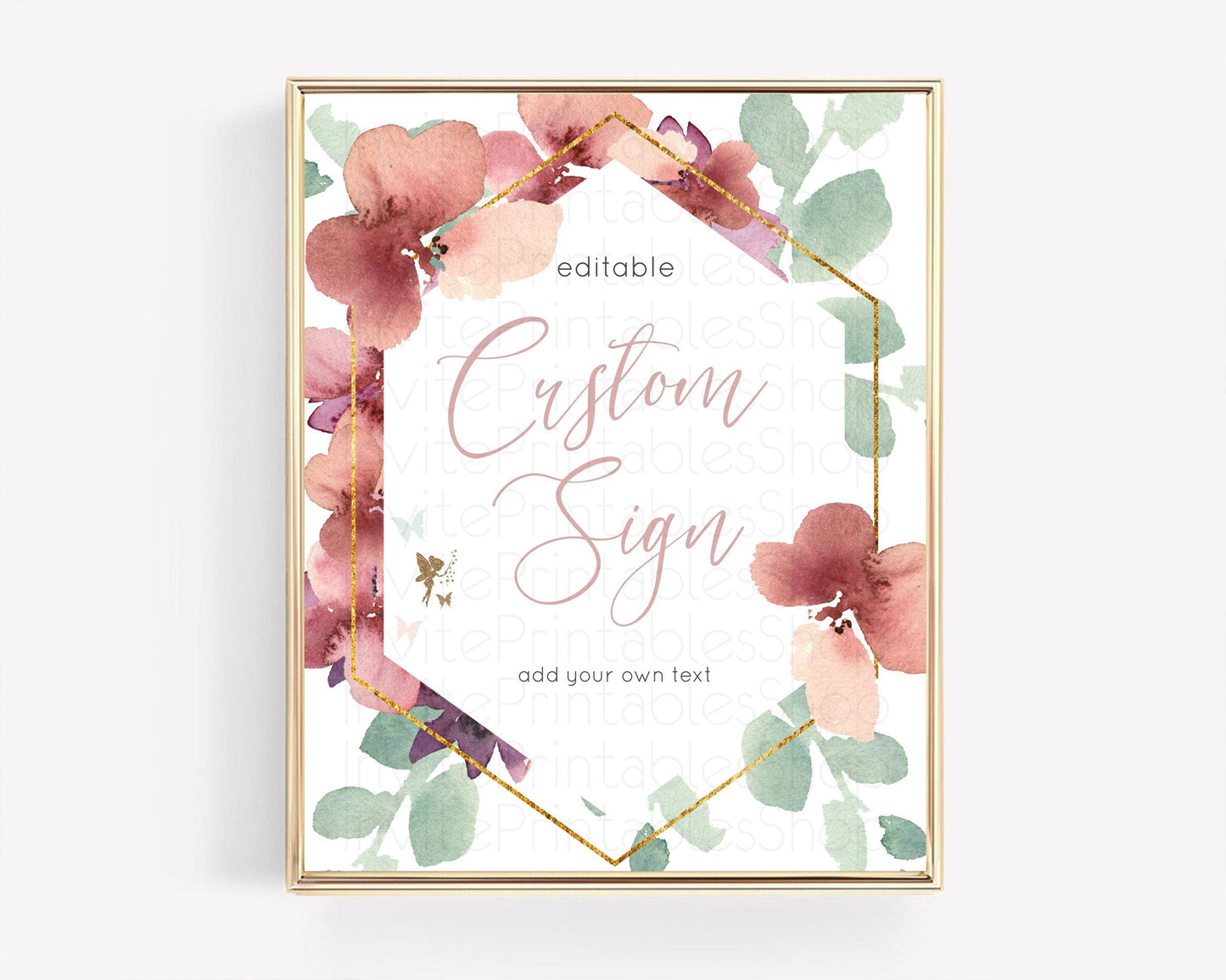 Fairy Sign Enchanted Garden Table Sign Decor Pastel Floral Butterfly Party Secret Garden Birthday Baptism Baby Shower Bridal Shower D10460