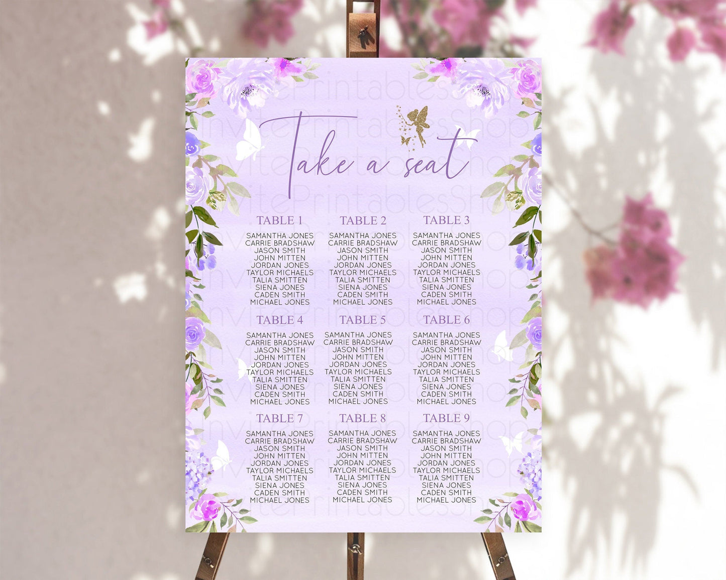 Fairy Seating Chart Pastel Fairy Seating Chart Fairy Tea Party Fairy Garden Seating Sign Enchanted Garden Floral Butterfly Decor D10910