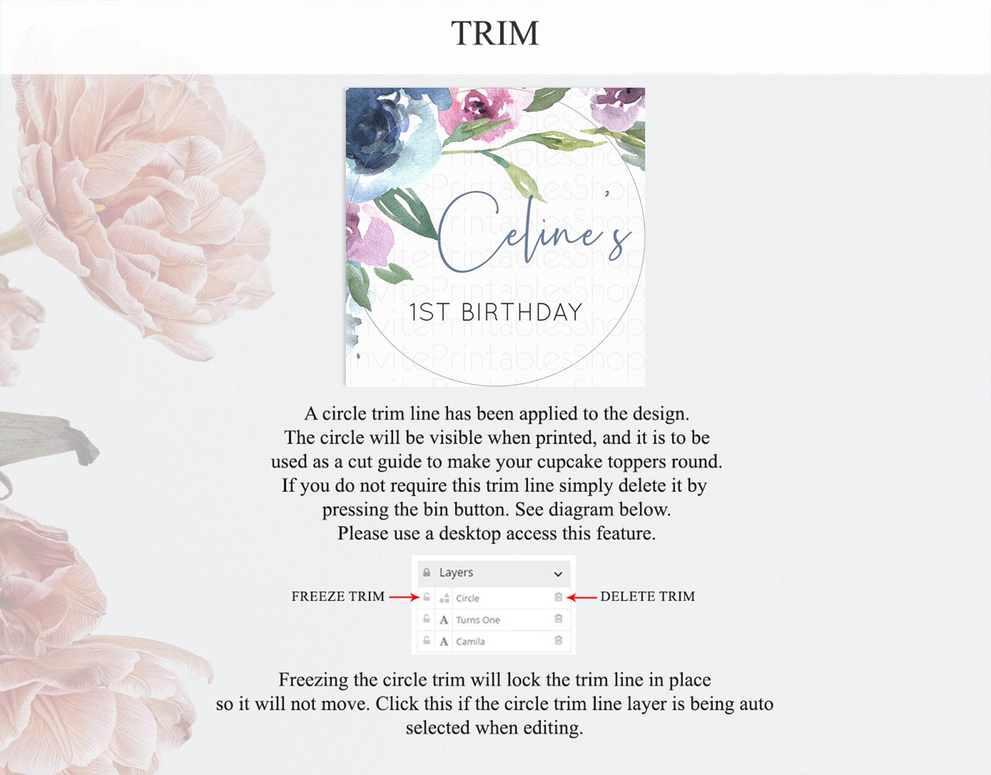 Secret Garden Cupcake Toppers Wildflower Cupcake Toppers Pastel Flowers Cupcake Toppers Enchanted Garden Boho Floral First Birthday D10780