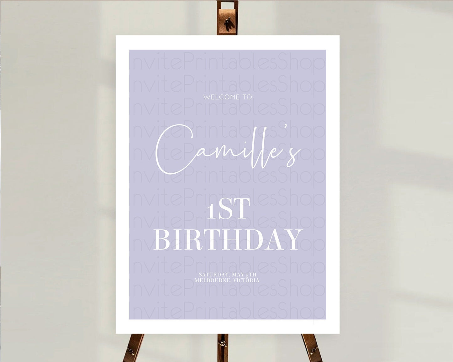 Purple Welcome Sign Plain Purple Welcome Board Minimalist Pastel Purple Welcome Poster Modern Purple First Birthday Welcome Sign D10942