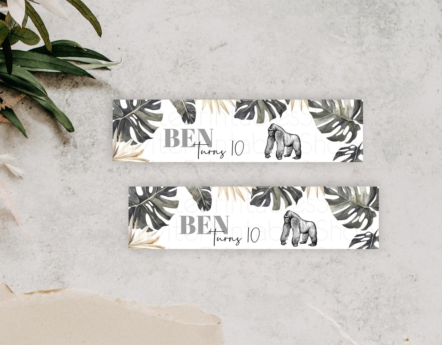 Gorilla Water Label Template Gorilla Party Decor Water Label Safari Adventure Gorilla Minimal Theme 1st Birthday Baptism Baby Shower D10825