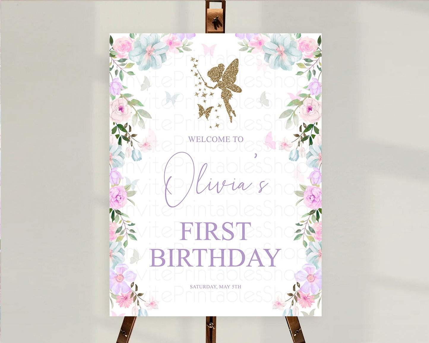 Fairy Welcome Sign Fairy Welcome Board Enchanted Garden Pastel Floral Butterfly Decor Secret Garden First Birthday Welcome Sign D10475