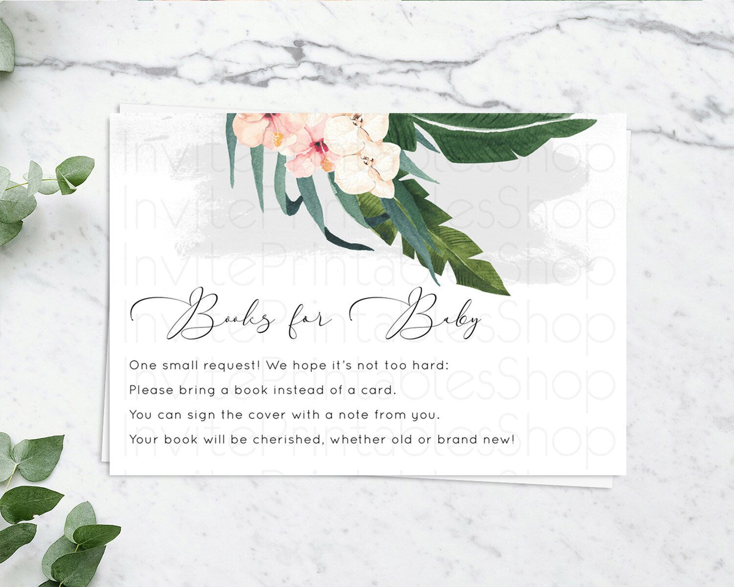 Tropical Books For Baby Card Tropical Book Insert Palm Leaf Book Card Fern Frangipani Floral White Orchid Guests Book Poem Request D11011