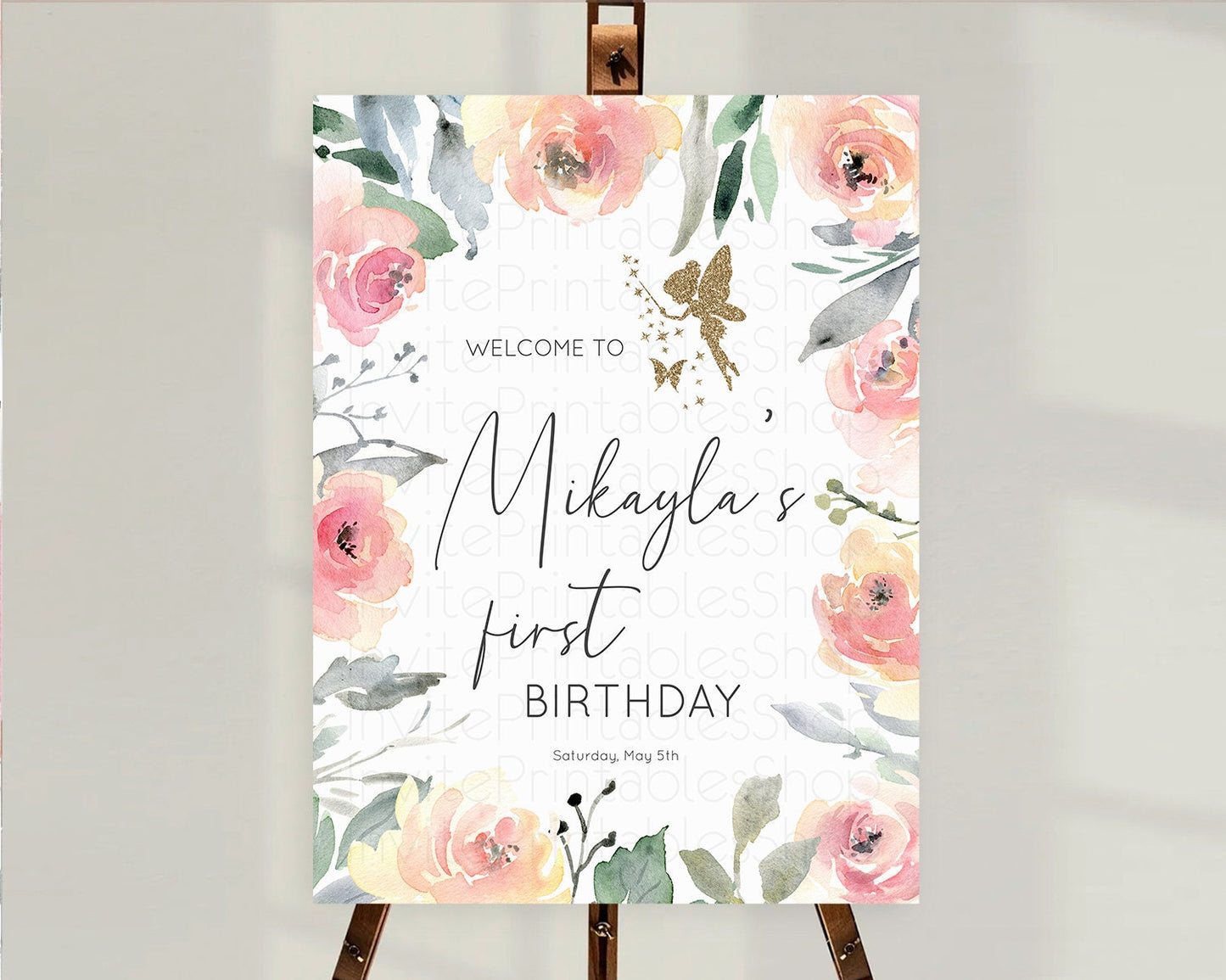 Fairy Welcome Sign Fairy Welcome Board Enchanted Garden Pastel Floral Butterfly Decor Secret Garden First Birthday Welcome Sign D10779