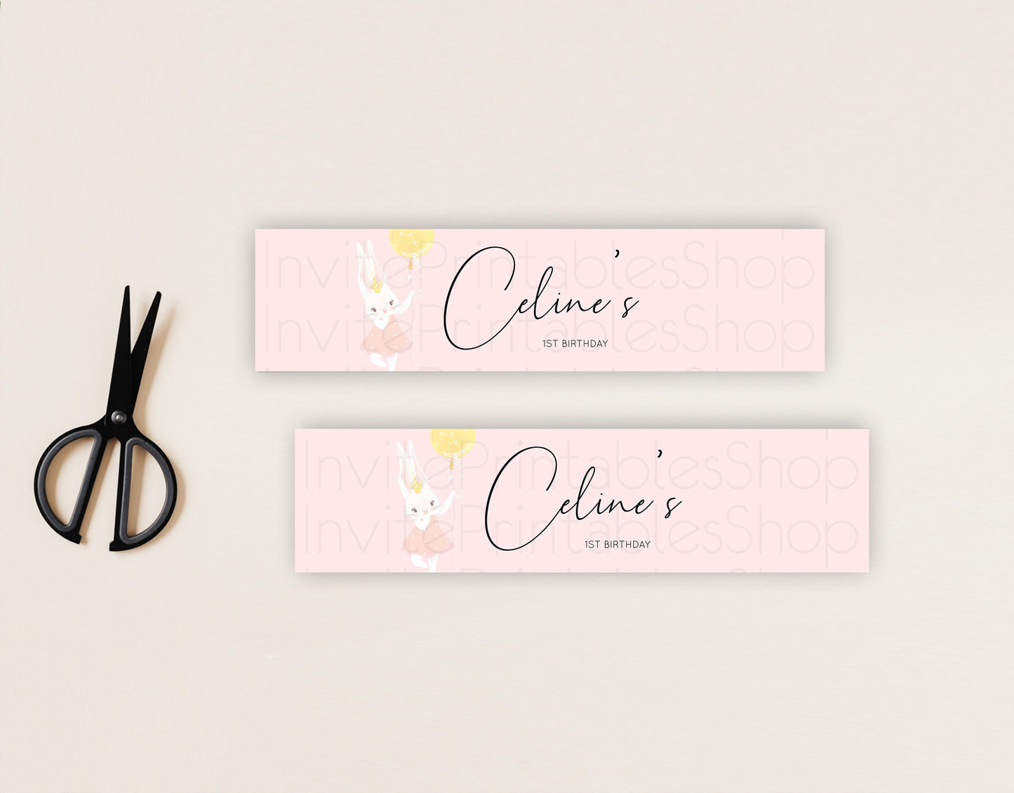 Bunny Balloon Water Label Template Colorful Pastel Confetti Sprinkles Bunny Party Decor Water Label 1st Birthday Baby Shower Baptism D10219