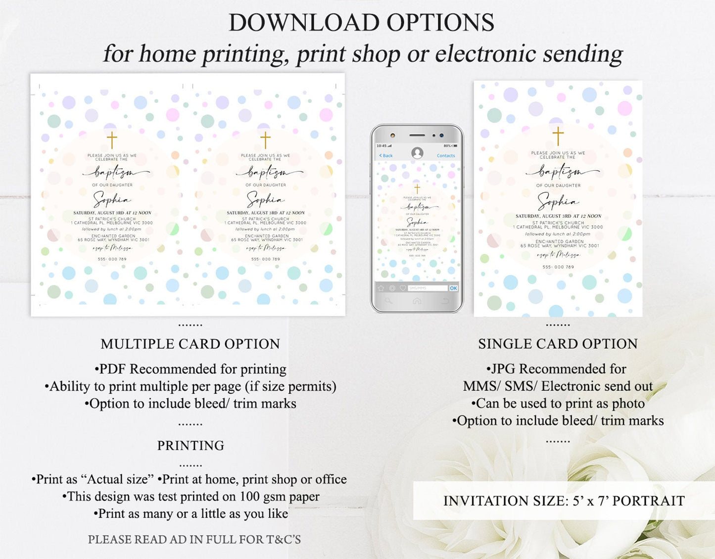 Pastel Baptism Invitation Pastel Christening Invitation Rainbow Confetti Invite Pastel Bubbles Invite Balloons Multi Colors Gold Cross 12