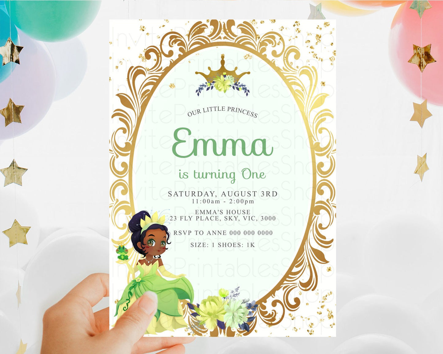 Princess Birthday Invitation Castle Invitation Royal Birthday Fairy Tale Enchanted Mirror Pastel Floral Garden 1st First Birthday D10131