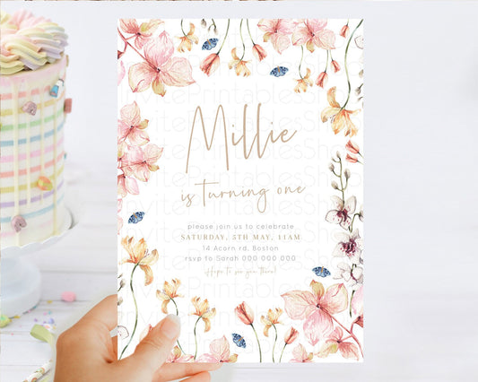Editable Floral Butterfly Birthday Invitation Butterfly Flower Birthday Invi