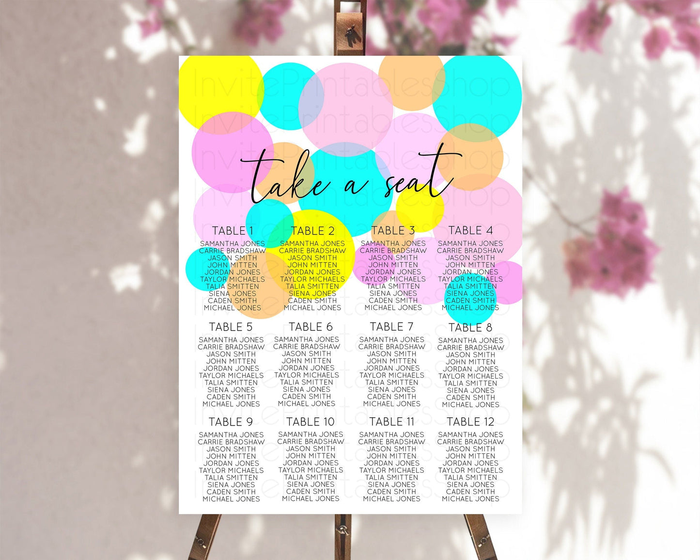 Pastel Seating Chart Pastel Confetti Seating Chart Bubbles Sprinkles Seating Sign Colorful Rainbow Decor Confetti Seating Board D10896