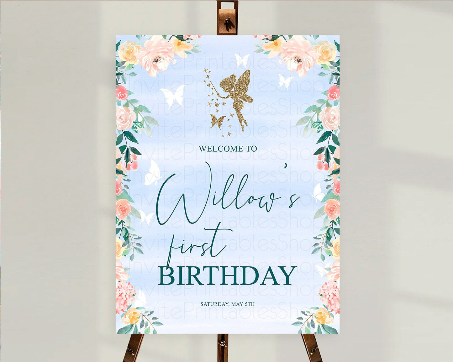 Fairy Welcome Sign Fairy Welcome Board Enchanted Garden Pastel Floral Butterfly Decor Secret Garden First Birthday Welcome Sign D10794