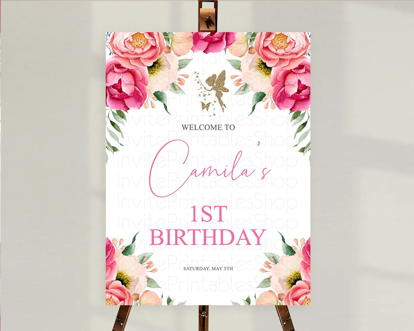 Fairy Welcome Sign Fairy Welcome Board Enchanted Garden Pastel Floral Butterfly Decor Secret Garden First Birthday Welcome Sign D10883