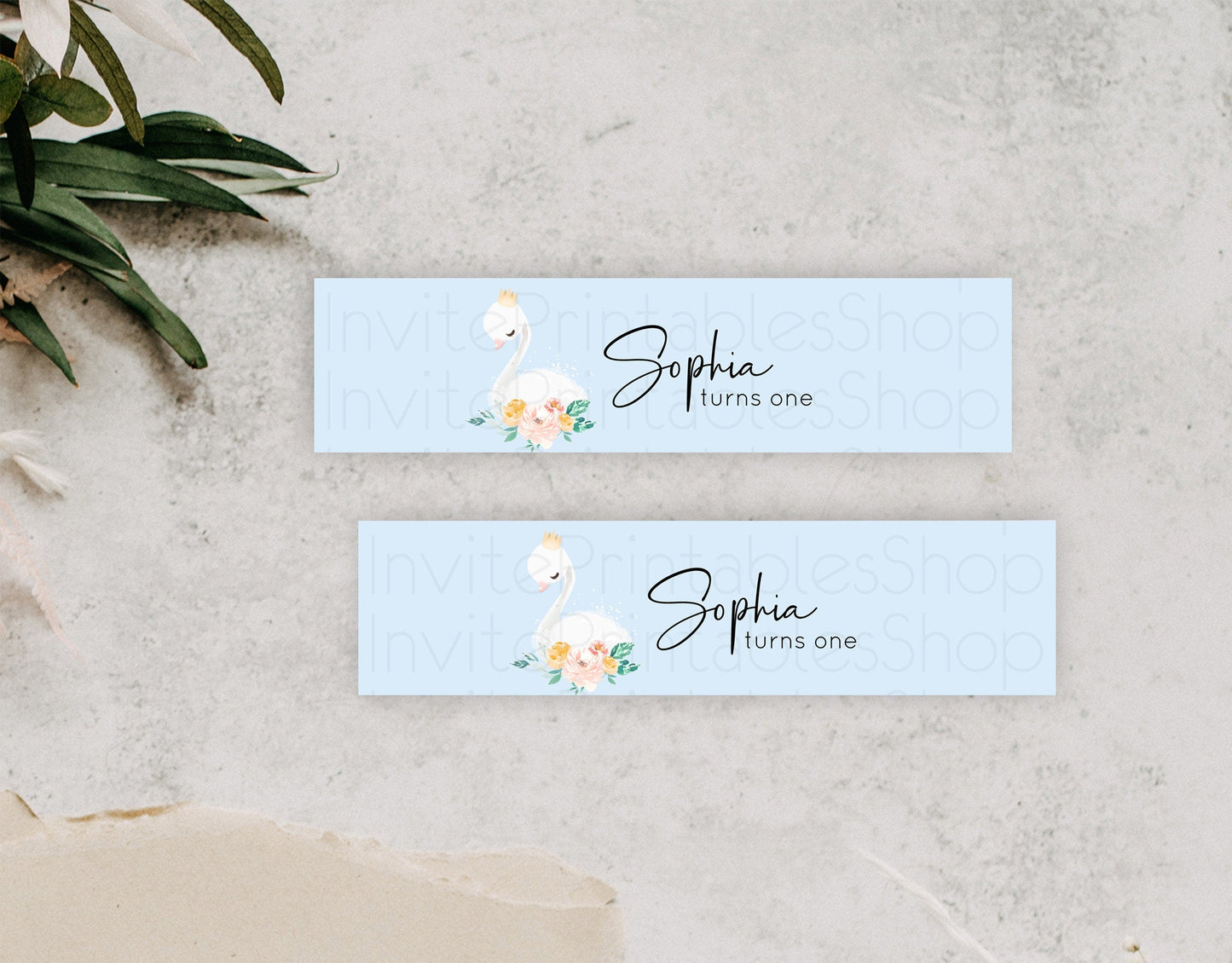 Swan Water Label Template Swan Princess Ballet Party Decor Enchanted Secret Garden Pastel Floral Birthday Baptism Baby Shower D10903