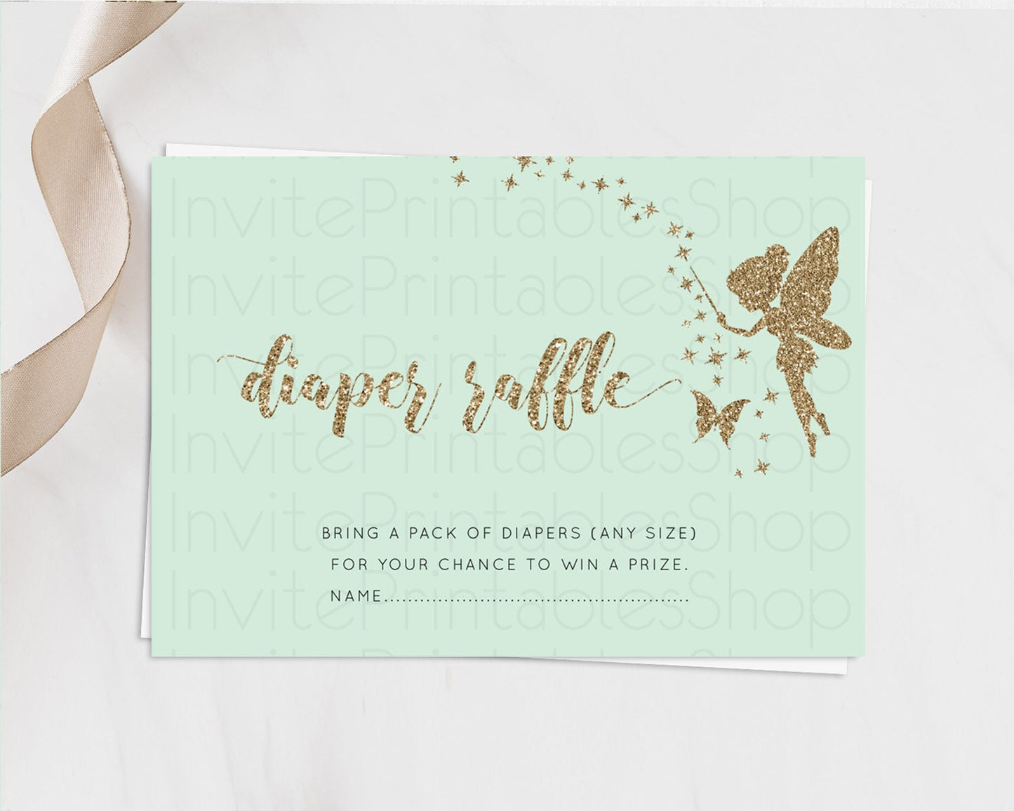 Fairy Diaper Raffle Card Fairy Diaper Insert Enchanted Garden Fairy Diaper Ticket Pastel Floral Butterfly Secret Garden Raffle Game D10908