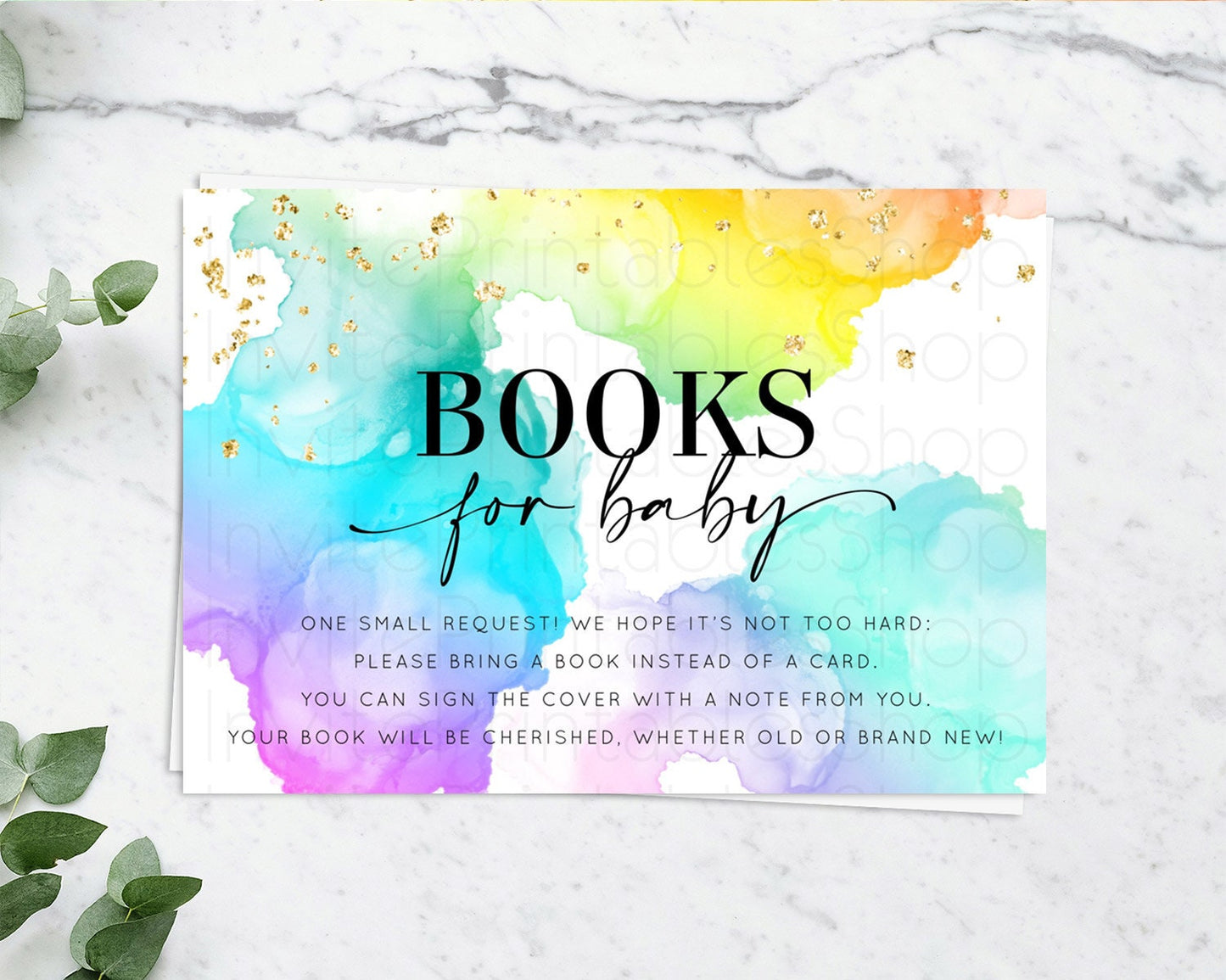 Pastel Books For Baby Card Pastel Rainbow Book Insert Colorful Ombre Watercolor Book Card Confetti Glitter Baby Book Poem Request D10213
