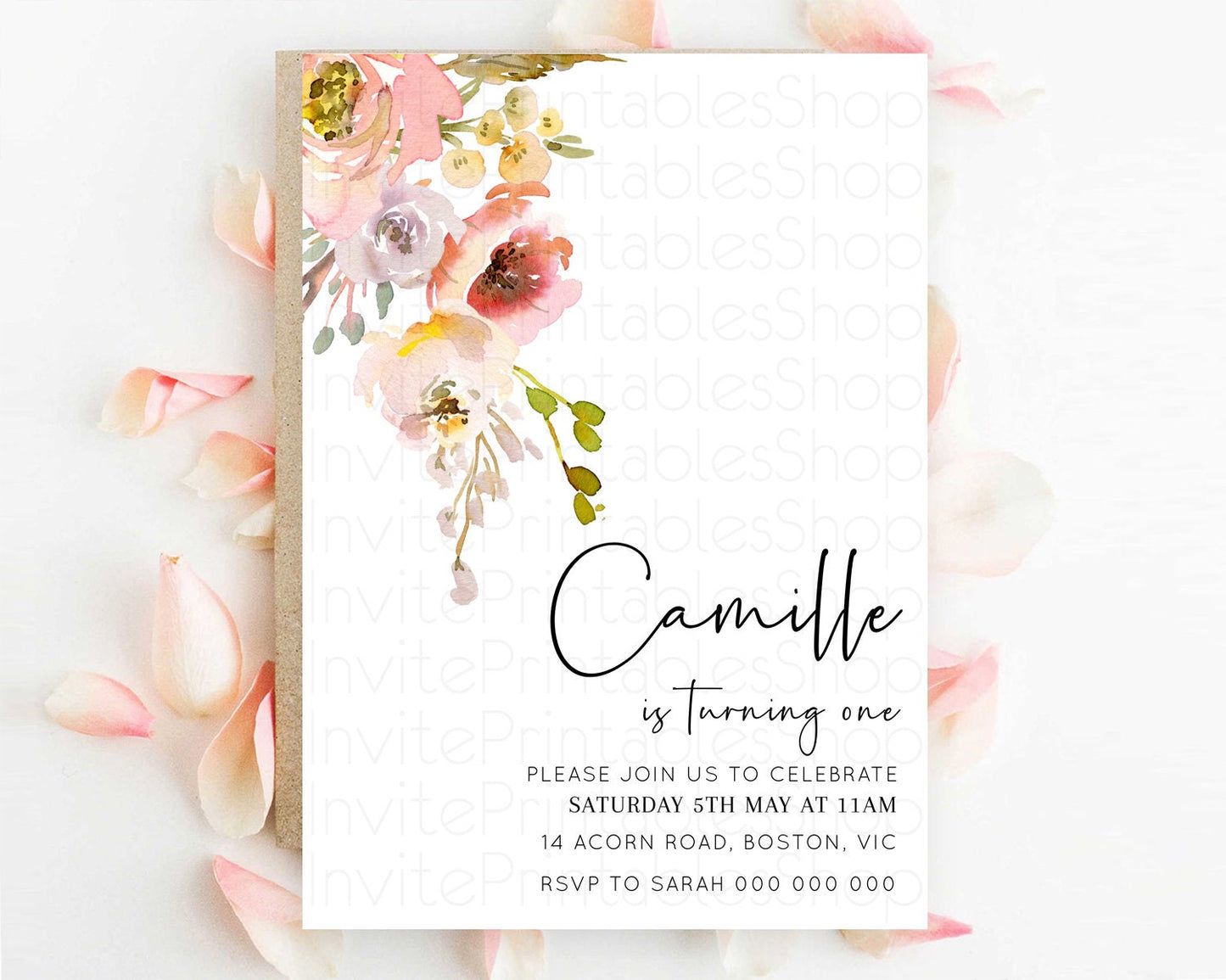 Secret Garden Invitation Wildflower Birthday Invitation Pastel Flowers Invite Enchanted Garden Boho Floral 3rd 2nd First Birthday D10194
