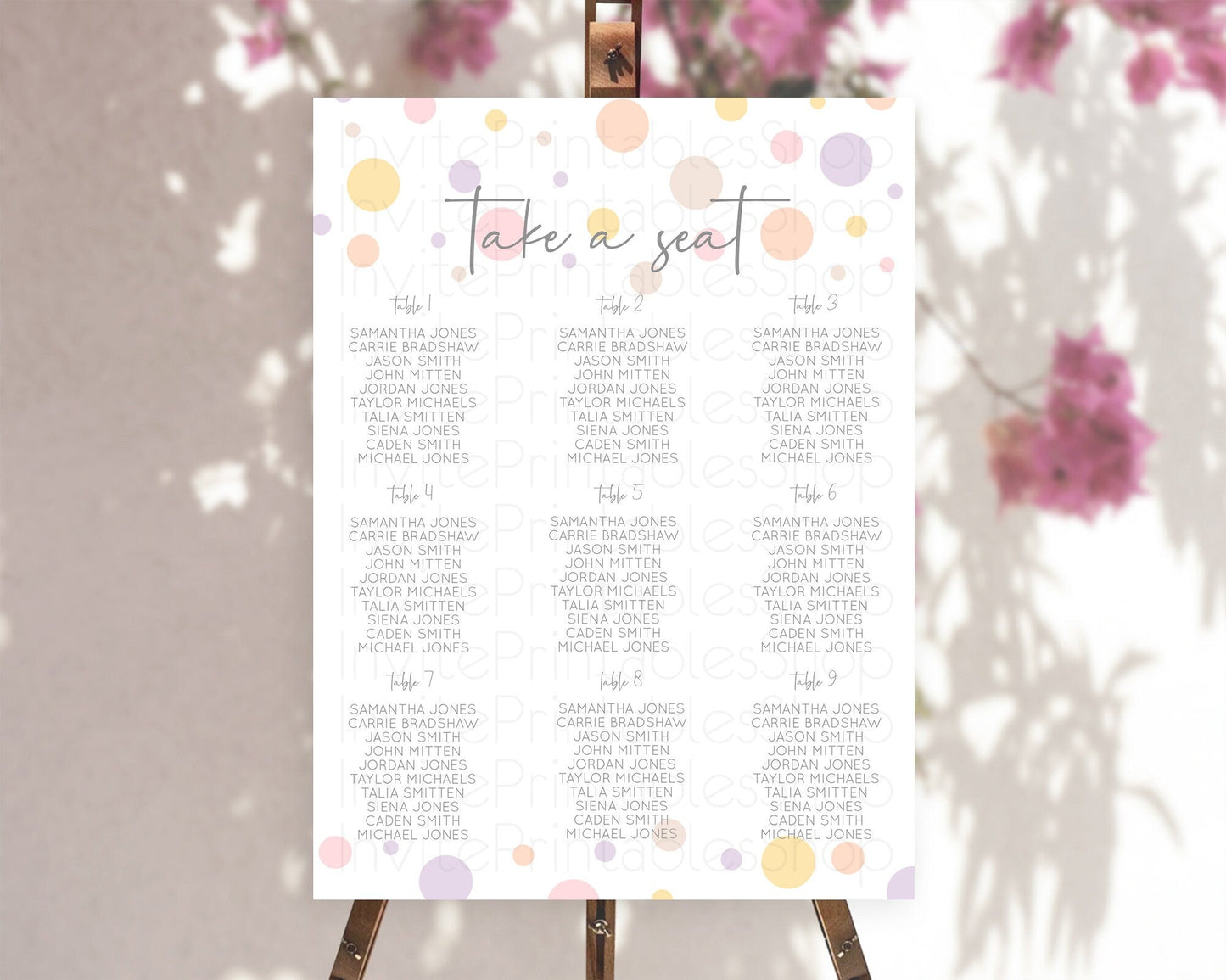 Pastel Seating Chart Pastel Confetti Seating Chart Bubbles Sprinkles Seating Sign Colorful Rainbow Decor Confetti Seating Board D10759