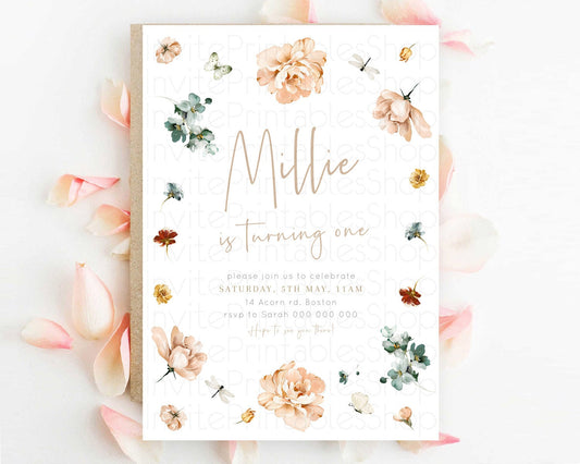 Editable Floral Butterfly Birthday Invitation Butterfly Flower Birthday Invi