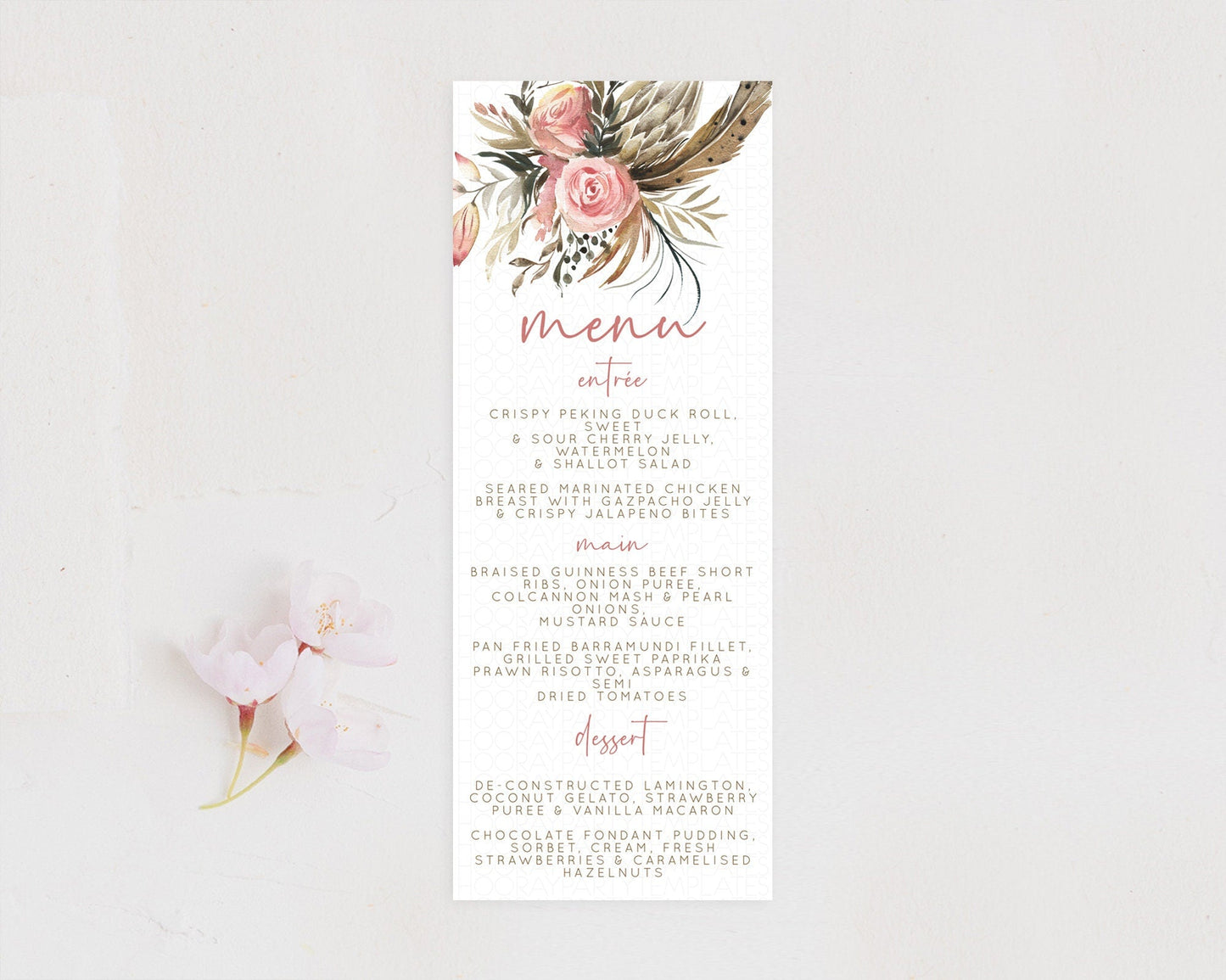 Secret Garden Menu Wildflower Menu Template Pastel Flower Garden Table Decor Boho Floral Dinner Dessert Floral Party Food Menu D10686