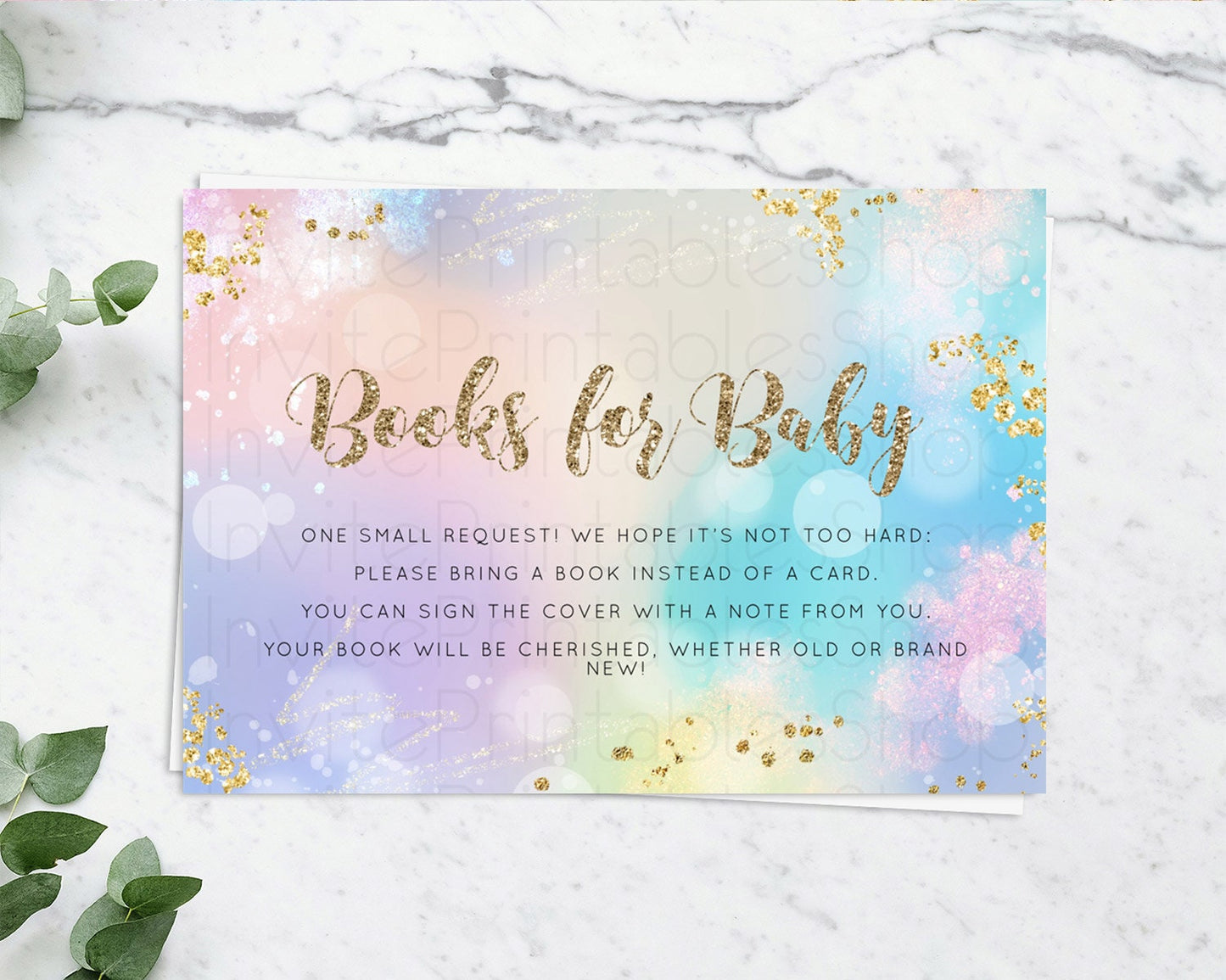 Pastel Books For Baby Card Pastel Rainbow Book Insert Colorful Ombre Watercolor Book Card Confetti Glitter Baby Book Poem Request D10677